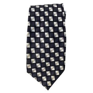 Kilburne & Finch 100% Silk Geodesic Squares Black & Silver Tie